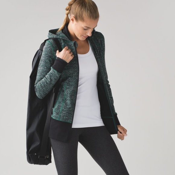 Lululemon Daily Practice Jacket Irregular Spacebone Sea Mist Deep Green / Black - Picture 7 of 14